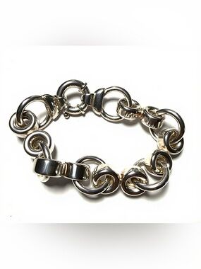 925 Sterling Silver Chunky Oval Link Italian Made Bracelet